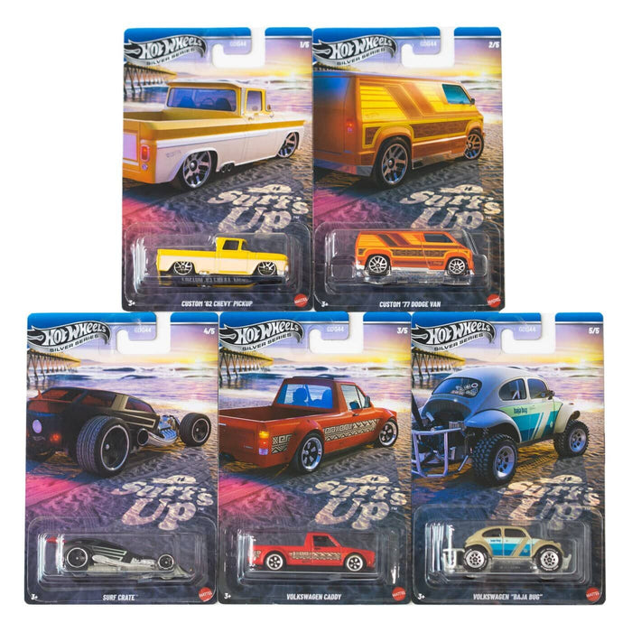 Imported Hot Wheels Silver Series Surf’s Up Die-Cast Car Set - 10-Piece Premium Combo Pack