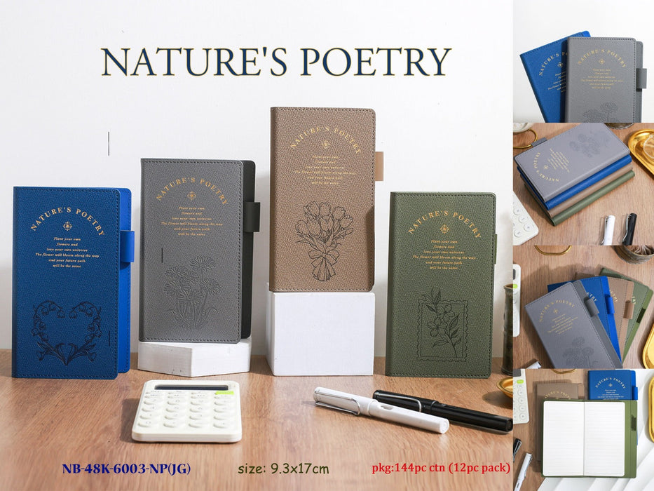 Nature's Poetry Premium Leather Diary Notebook | Hardcover Journal with Magnetic Closure | A6 Planner for Office, School & Personal Use