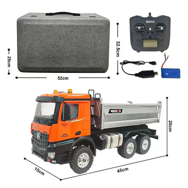 HUINA 1598 1:14 SCALE, 6WD (6-WHEEL DRIVE) REMOTE-CONTROLLED DUMP TRUCK