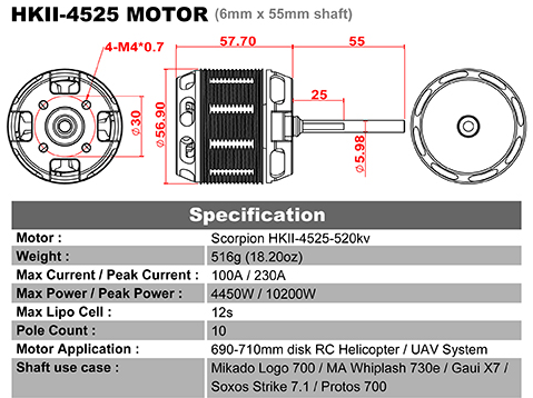 Scorpion HKII-4525-520KV (Version 2) – ULTIMATE Motor SC-HKII-4525-520-ULT