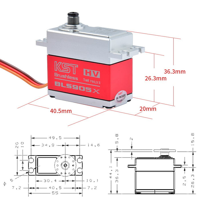 KST BLS 905X HV Standard Brushless Servo 8kg/cm@8.4V 760us MW-KSTBLS905X