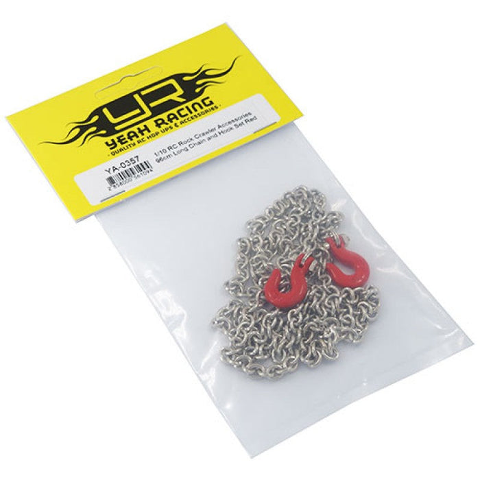 Yeah Racing 1/10 RC Rock Crawler Accessory 96Cm Long Chain And Hook Set Red