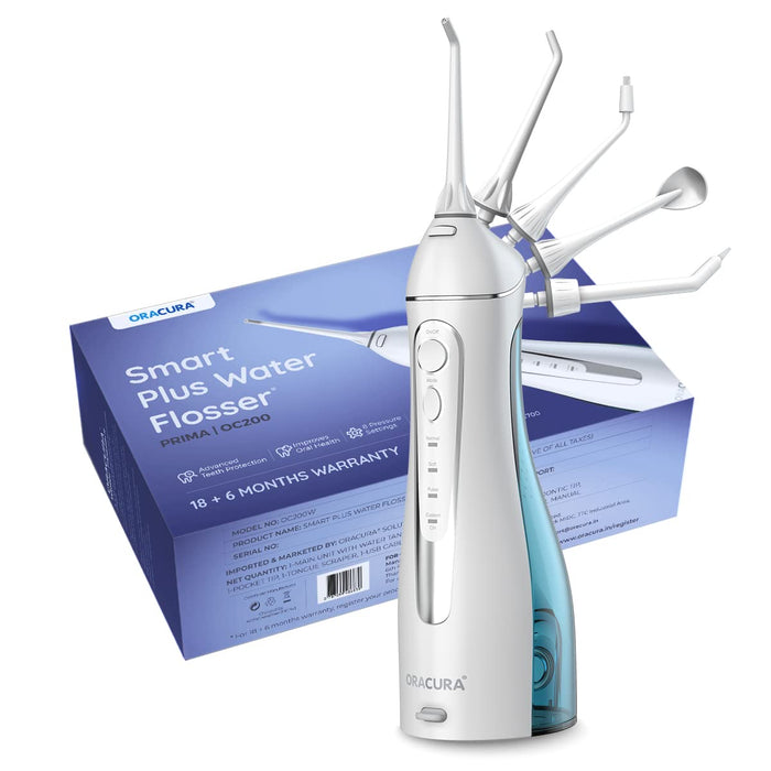 Smart Plus Water Flosser Oc200 With 5 Tips Portable Rechargeable With Upgraded And Elegant Design Black Colour