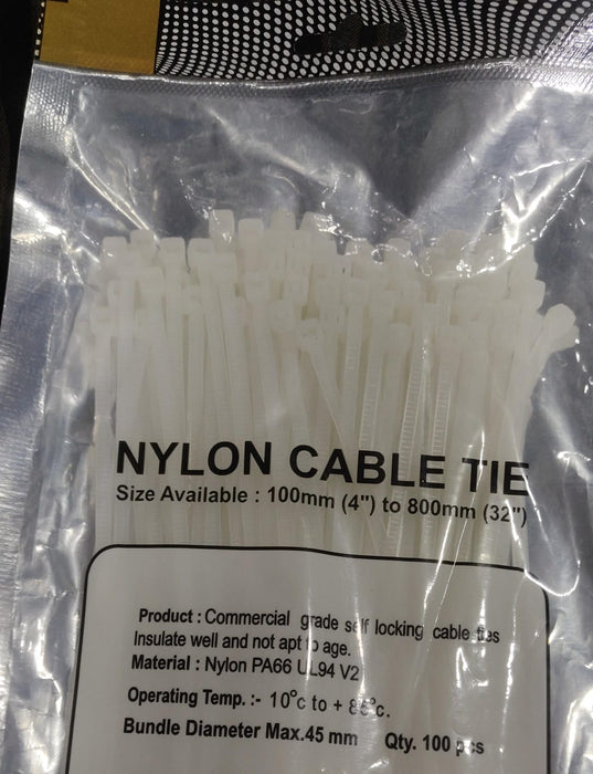 NYLON CABLE TIE 200MM X 3.6MM-PACK OF 10