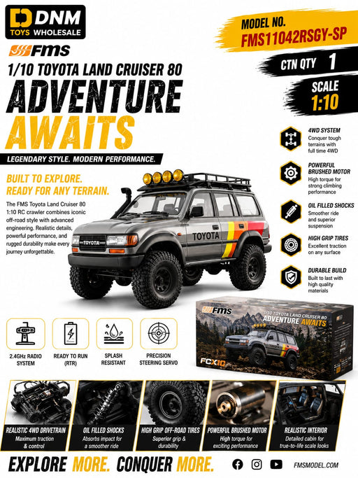 FMS Toyota Land Cruiser 80 Adventure Awaits 1:10 Scale 4WD RTR RC Crawler