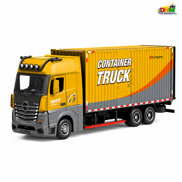 1:24 Diecast Heavy Container Truck with Light & Sound, Pull Back, Openable Doors | Metal Toy Model (1851 Edition)