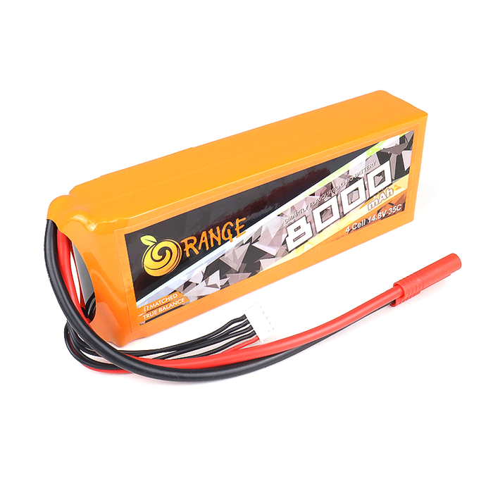 ORANGE 8000 mAh 4S 35C (14.8V) LITHIUM POLYMER BATTERY PACK (LiPO)