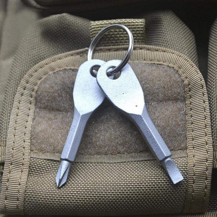 STAINLESS STEEL KEYCHAIN POCKET TOOL SCREWDRIVER SET