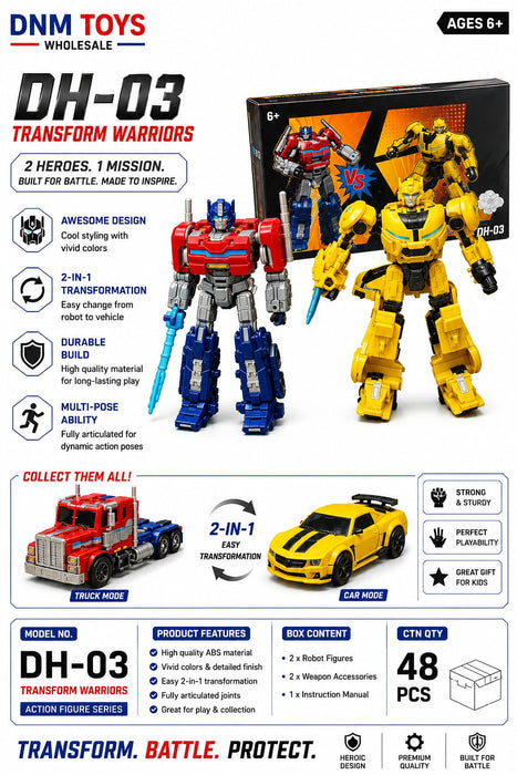 DH-03 Transform Warriors 2-in-1 Transforming Robot Toy Set