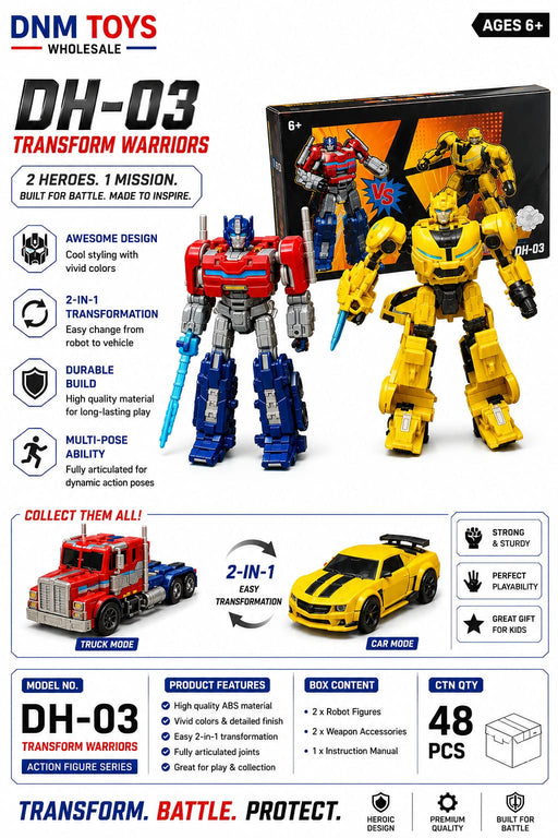 DH-03 Transform Warriors 2-in-1 Transforming Robot Toy Set