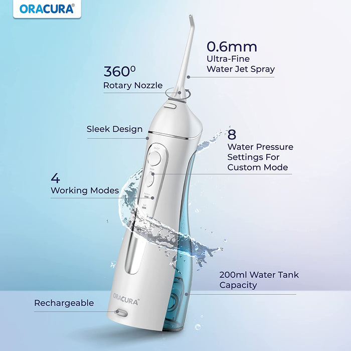 Smart Plus Water Flosser Oc200 With 5 Tips Portable Rechargeable With Upgraded And Elegant Design Black Colour