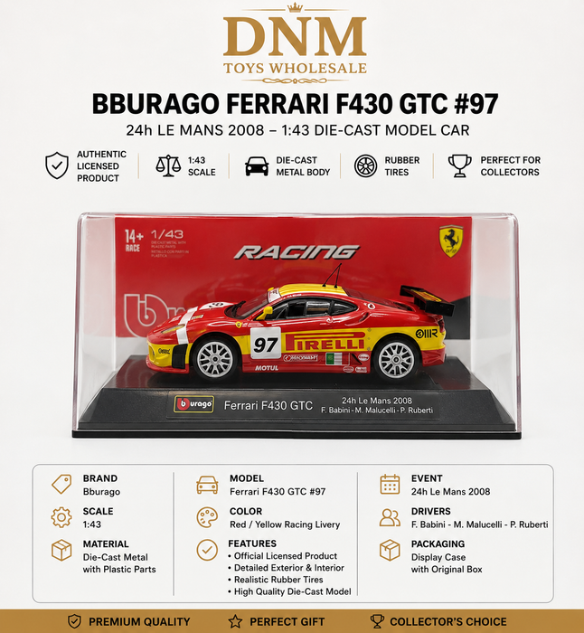 Ferrari F430 GTC #97, 24h Le Mans 2008, Bburago Model Car 1:43