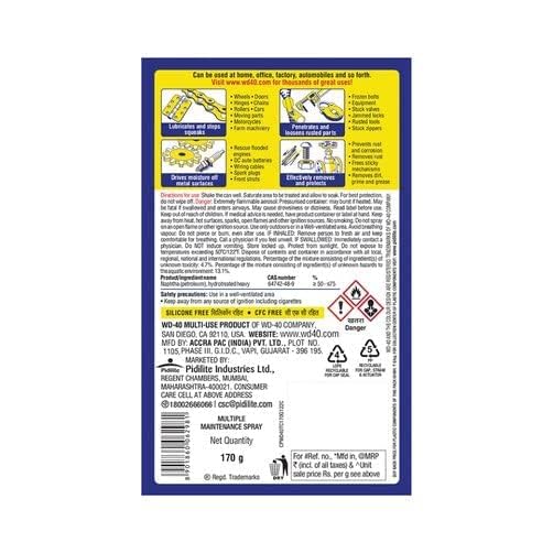 WD-40 Multi-Use Spray 170ml (170g) | Lubricant, Cleaner &amp; Rust Protection for Tools, RC &amp; Hobby Use
