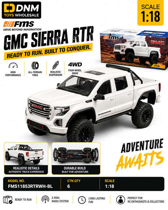 FMS GMC Sierra RTR 1:18 Scale 4WD Ready-to-Run RC Pickup Truck