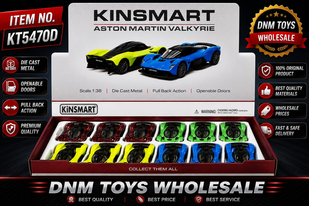 Kinsmart Aston Martin Valkyrie Die-Cast Model Car Display Set (12 PCS Assorted Colors) Ð 1:38 Scale Pull Back Collection