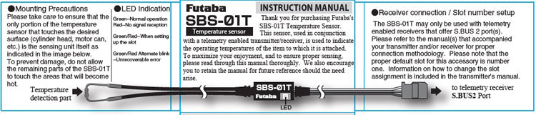 Futaba Telemetry System  Temperature Sensor  EBB 1107 SBS 01T E TOP