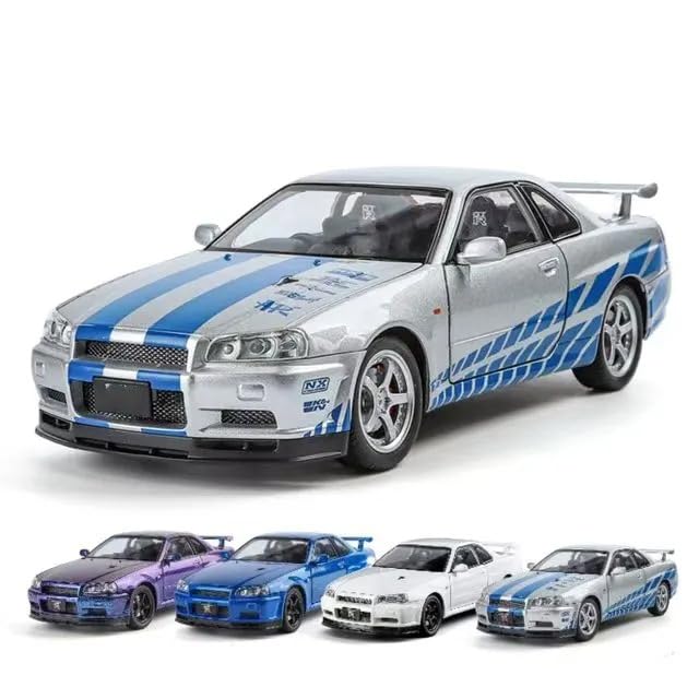 1/32 Nissan Skyline GT-R R34  Die-Cast Model Car Silver