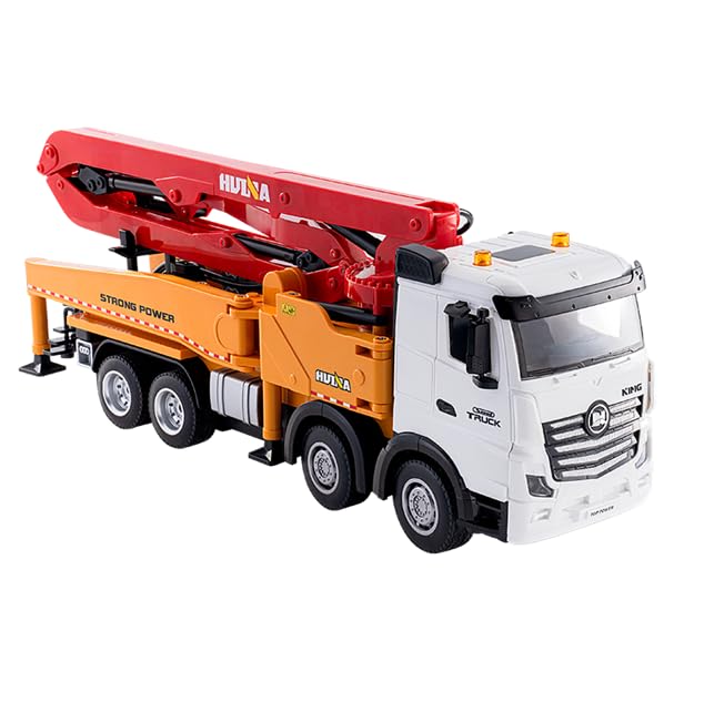Huina 1381 1:18 11CH RC Concrete Pump Truck with 120cm Pump Arm Realistic Water Spray and Rotating Platform Construction RC Toys