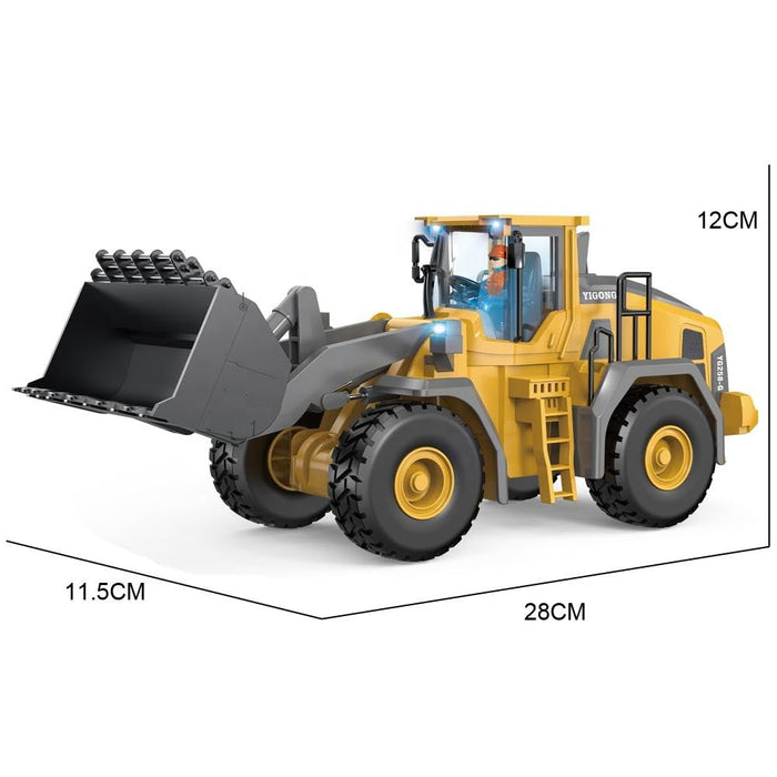 9CH Remote Control Bulldozer Toy - Die-Cast Metal RC Construction Truck (Ages 6+)