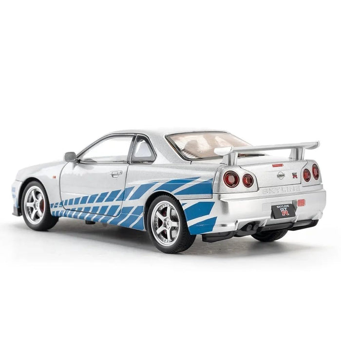 1/32 Nissan Skyline GT-R R34  Die-Cast Model Car Silver