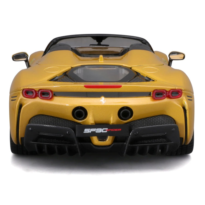 Bburago Ferrari SF90 Spider 1:18 Scale Yellow Diecast Model Car – Race & Play Collectible
