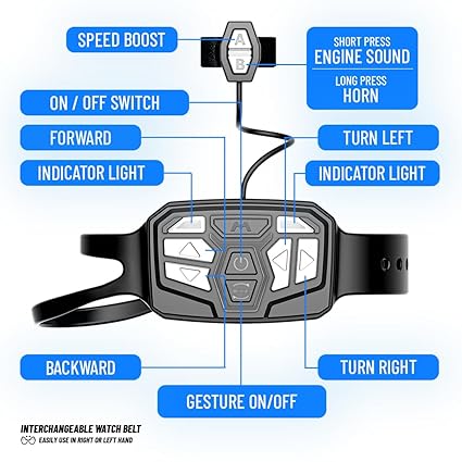 MIRANA WATCH CONTROL TRACER RC CAR HAND & APP CONTROL WITH BLUETOOTH SPEAKER C-TYPE CHARGING HIGH SPEED RACING ( WHITE )