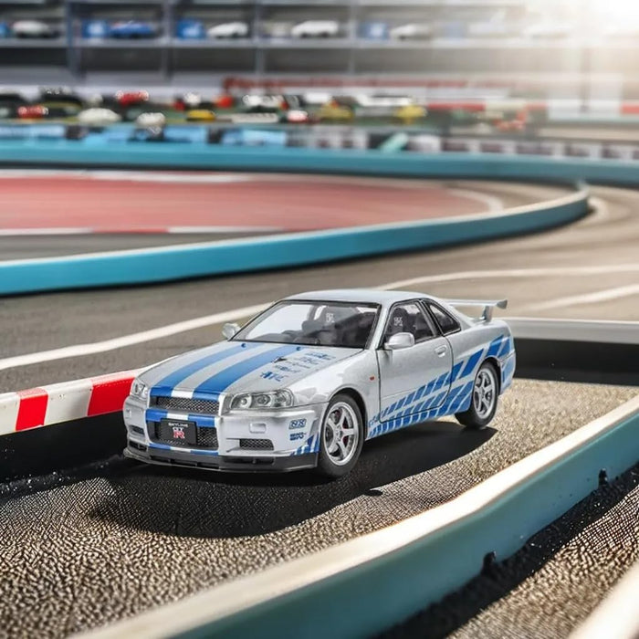 1/32 Nissan Skyline GT-R R34  Die-Cast Model Car Silver