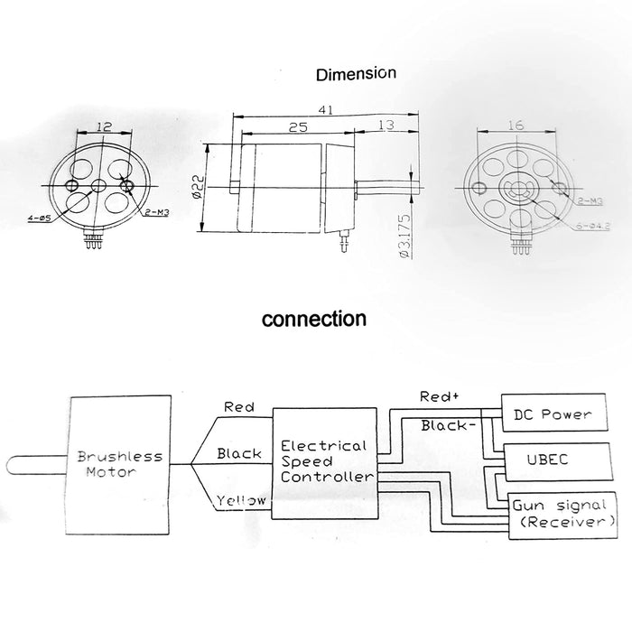 Dys D2225-15 1600Kv Bldc Motor