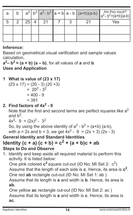 ALGEBRAIC IDENTITIES