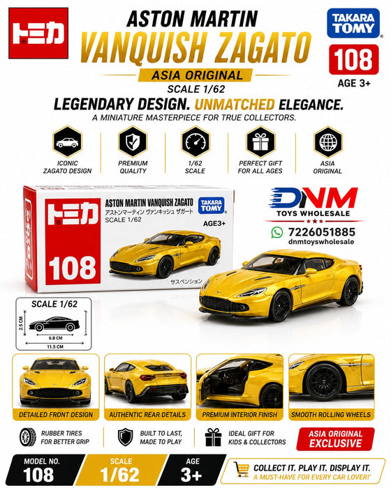 Tomica 108 Aston Martin Vanquish Zagato Diecast Premium Toy Car in 1:62 Scale