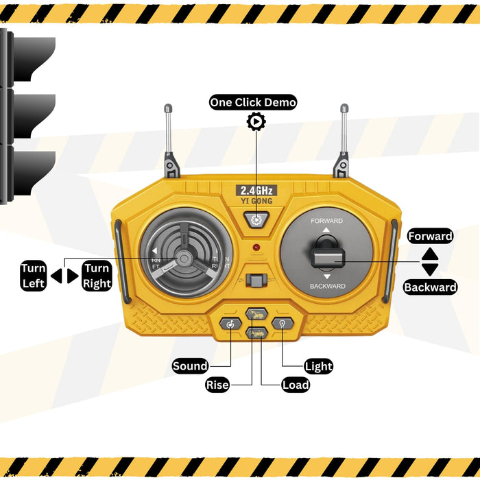 9CH Remote Control Bulldozer Toy - Die-Cast Metal RC Construction Truck (Ages 6+)