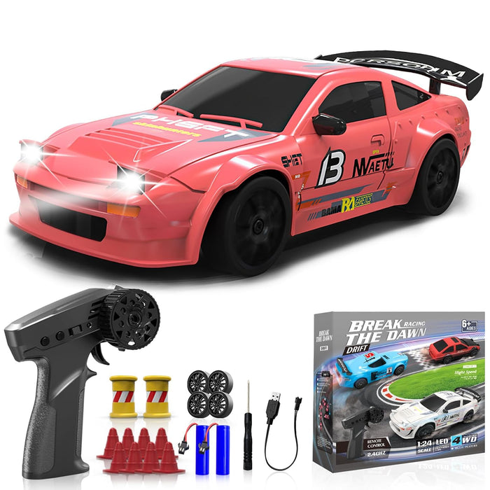 Break The Dawn 1:24 Scale 4WD High-Speed RC Drift Car — Multi-Player Racing Series with LED Lights