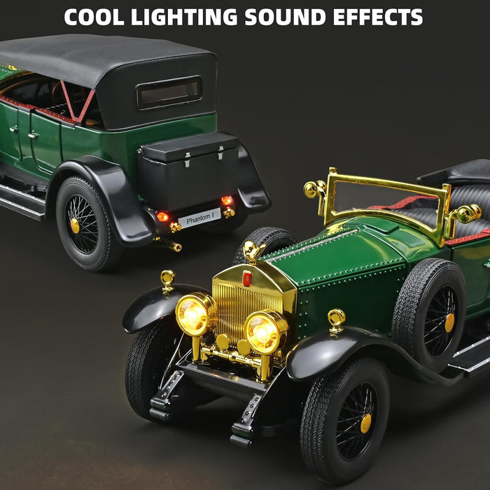 Rolls-Royce Phantom I 1:24 Scale Vintage Classic Car Model – Green & Gold Luxury Collectible