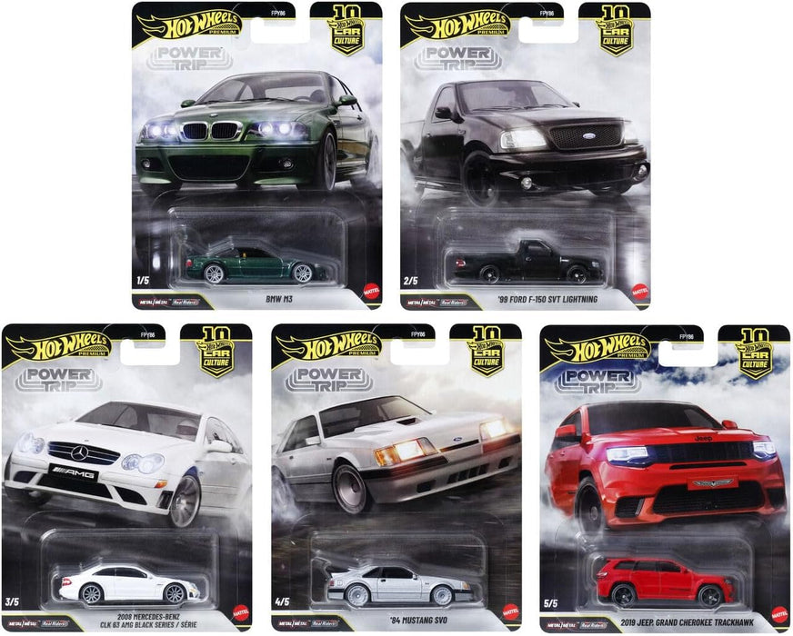 Imported Hot Wheels Premium Power Trip Assorted Vehicle Mini Car - 10 Pcs