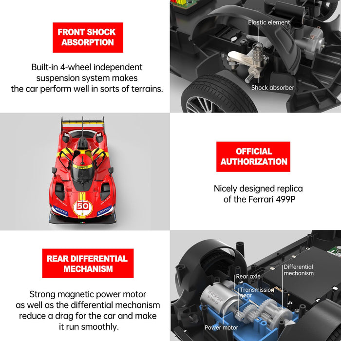 RASTAR 10116 FORMULA FERRERI 499P 1/14SCALE NO:50 LE MANS RED & YELLOW