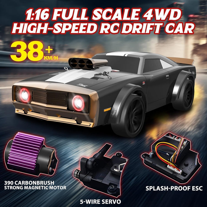 SCY 16303 1:18 Scale Hurricane RC Muscle Car – High-Speed Ready-To-Run Remote Control Racing Car