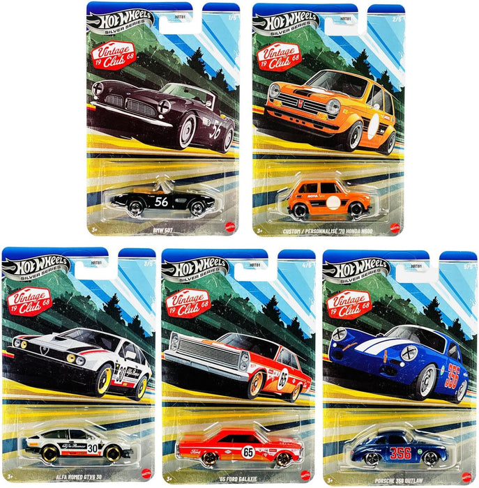 Hot Wheels Vintage Club '68 Silver Series Die-Cast Cars Set, 10-Pack HRT81-9C6J