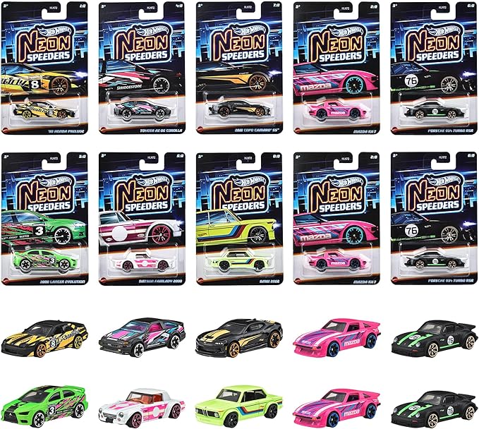 Imported Hot Wheels Neon Speeders 986E-HLH72 Assorted Vehicle Mini Car 10 pcs