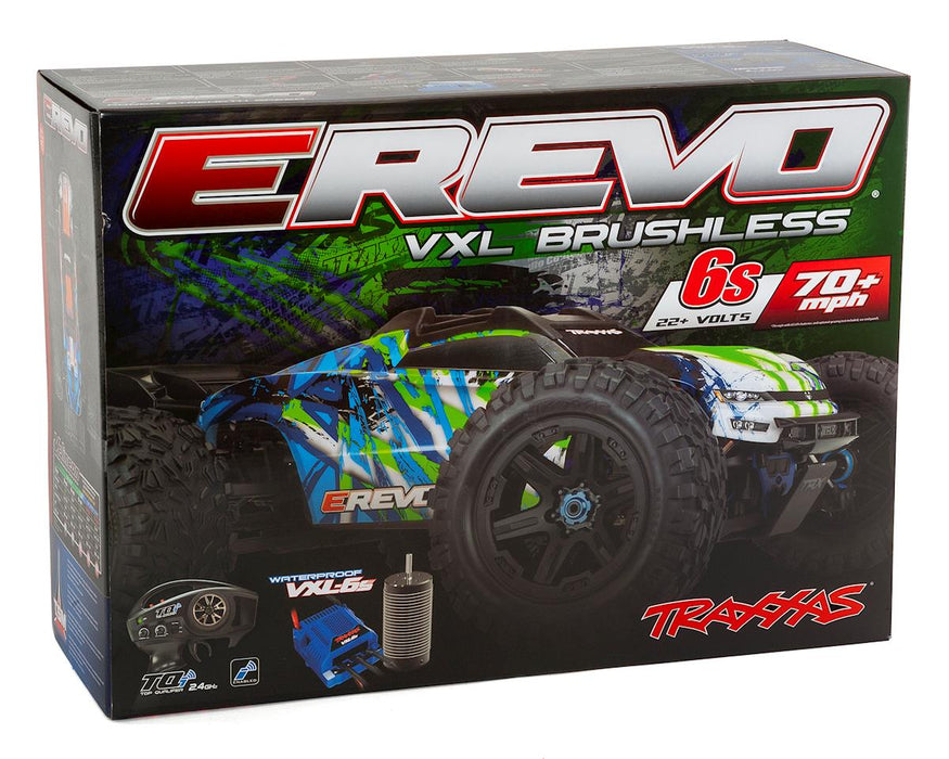 Traxxas E-Revo VXL 2.0 4WD Monster Truck Green Tsm Tqi 2.4Ghz #86086-4