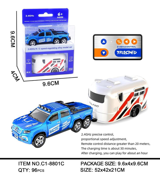 TRASPED C1-Series 1:64 Scale 2.4GHz R/C Speed-Regulating Alloy Model Car with Container Trailer