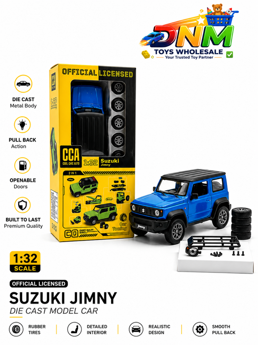 CCA Official Licensed Suzuki Jimny Gulf Edition Diecast Model Car | 1:32 Scale Pull Back Metal Toy SUV with 2-in-1 Tuning Kit [ PACK 1 ]