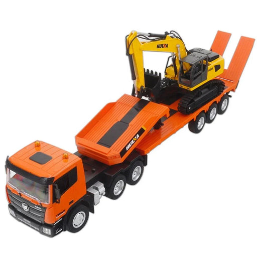1:18 Huina 1319 RC Tractor Truck and RC Excavator with Flatbed Trailer Car Toys
