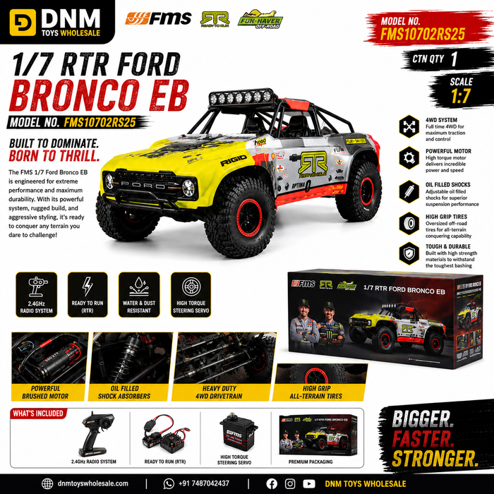FMS Ford Bronco EB 1:7 Scale 4WD RTR RC Off-Road Crawler – Realistic Fun-Haver Edition