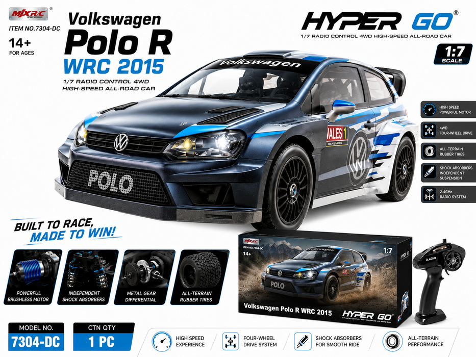 Mjx 1:7 Scale Volkswagen Polo R WRC 2015 4WD High Speed Remote Control Car | RC Rally Car