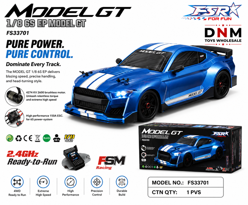 FSR Model GT 1:8 Scale 6S Brushless 4WD High Speed RC Car – FS33701