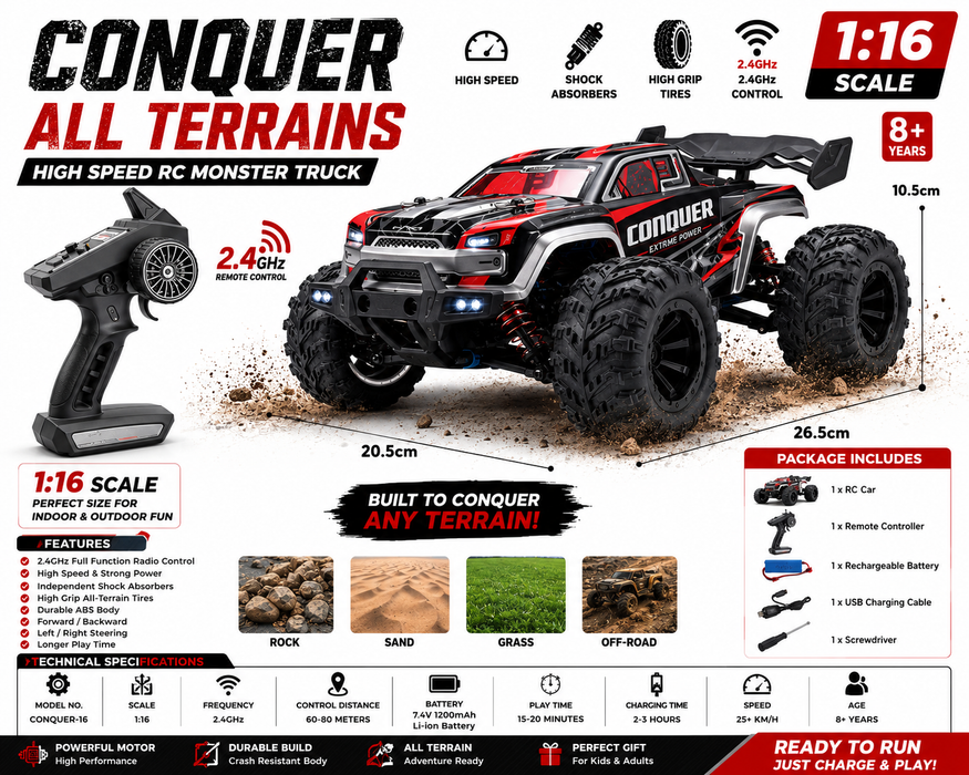 SCY-16102 RC Car 1/16 4WD 38KM/H High Speed Vehicle With LED Headlight