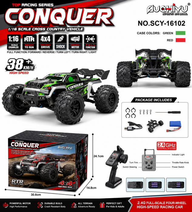 SCY-16102 1:16 4WD High Speed RC Monster Truck | 2.4GHz Remote Control Off-Road All Terrain Car