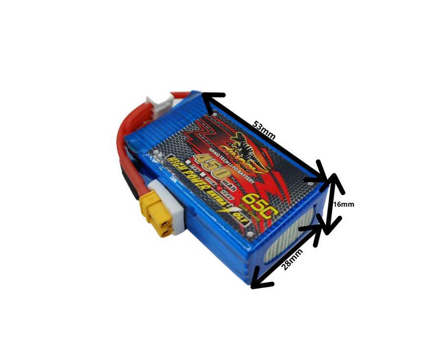 4S-450Mah Dinogy Nanotech 65C Lipo Battery