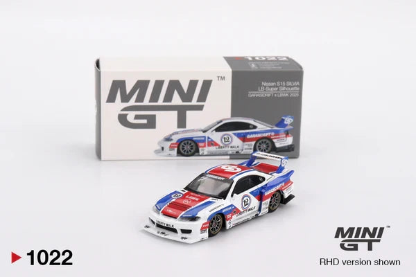 Imported Mini GT #1022 Nissan LB-Super Silhouette S15 Silvia Garasi Drift x LBWK Die-Cast Car