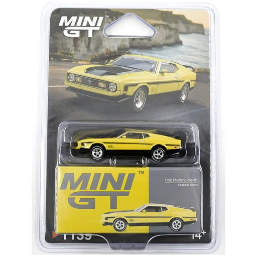 Imported Mini GT Blister #1139 Ford Mustang Mach 1 Grabber Yellow Die-Cast Car